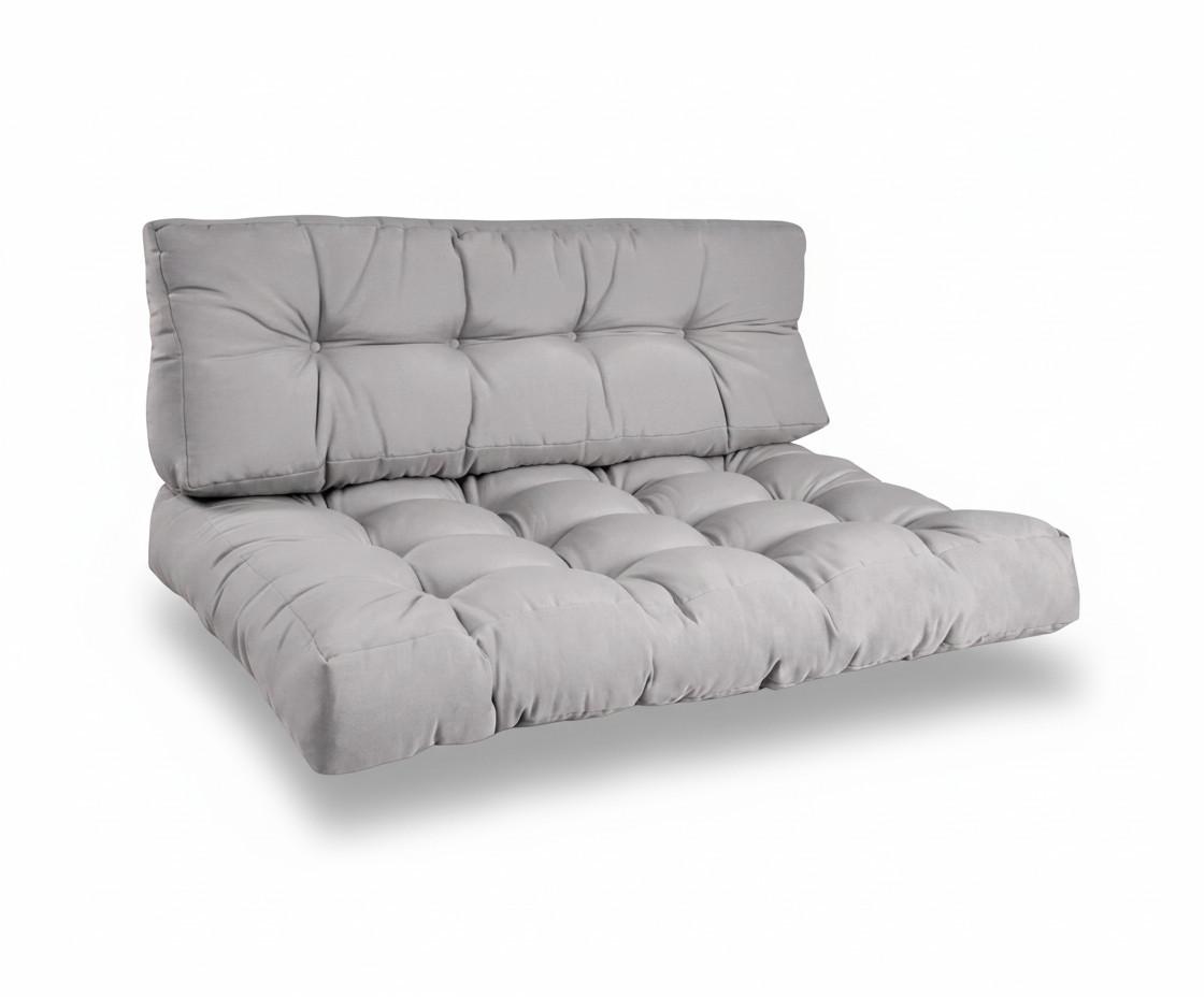 PALETTENKISSEN ECO Style Sitz 120x80x15cm Hellgrau + Rücken (1tlg) - Hellgrau, Textil (80/15/120cm) - Beautissu 