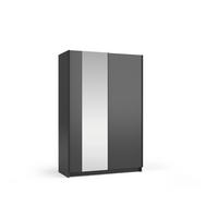 SCHWEBETÜRENSCHRANK CERON 120/182/54,6cm 2-türig mit Spiegel Schwarz - Schwarz, Holzwerkstoff (120/182/54.6cm) - MASSENO