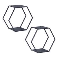 REGAL-SET 2 TLG. Tand - Schwarz, Metall (37/32/18.5cm) - [en.casa]