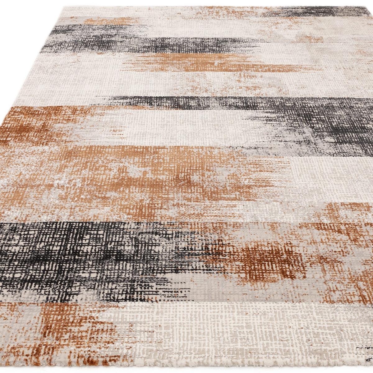 TEPPICH TIBER-Orte, geometrisch-abstrakt, Terrakotta, 200 x 290 cm - Orange, Textil (290/200cm) - KADIMA DESIGN