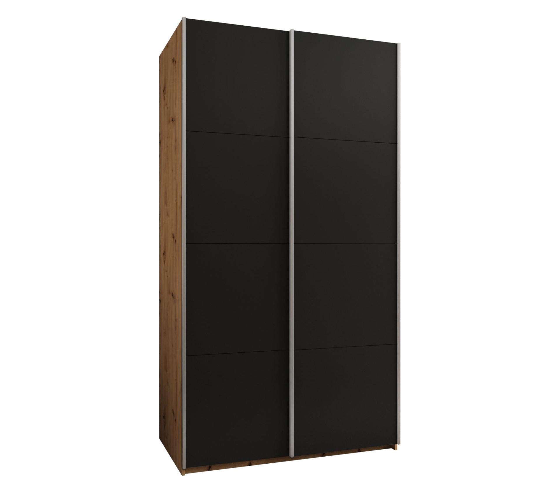 SCHWEBETÜRENSCHRANK 245,5/130/64 2-türig - Silberfarben/Schwarz, Holz/Metall (130/245/64cm) - Abiks Möbel