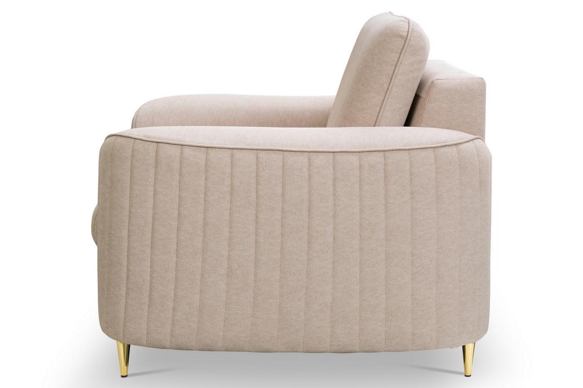 SESSEL VELA, Modern Polstersessel Loungesessel, Velours-Stoff Beige - Beige, Holz/Metall (100/85/94cm) - MASSENO