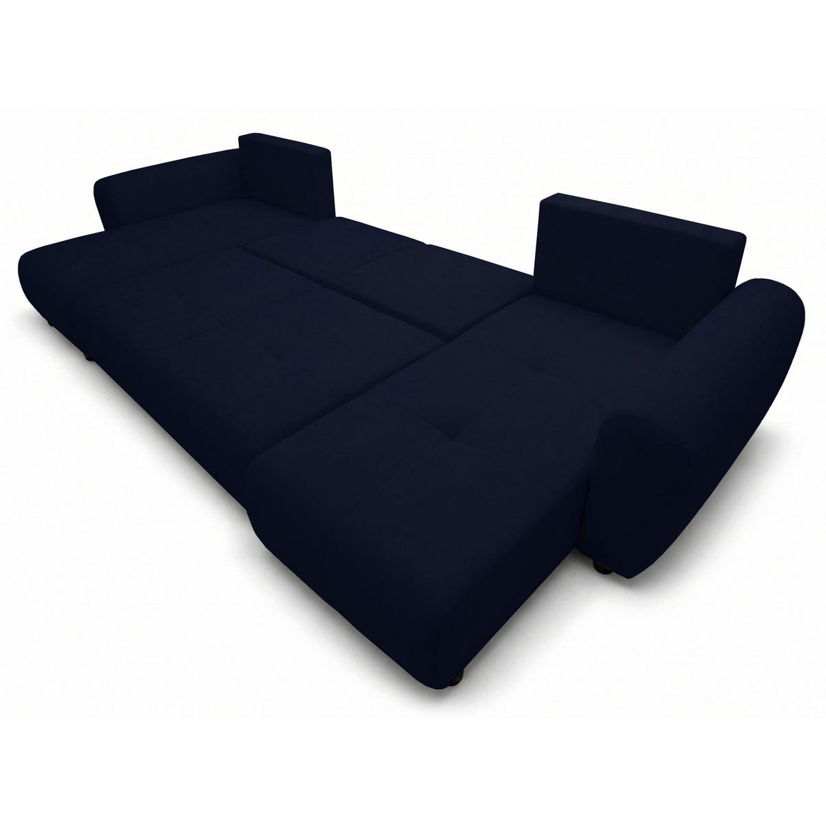 WOHNLANDSCHAFT Olido marineblauer Samt - Schwarz/Dunkelblau, Kunststoff/Textil (315/82/150cm) - Selsey
