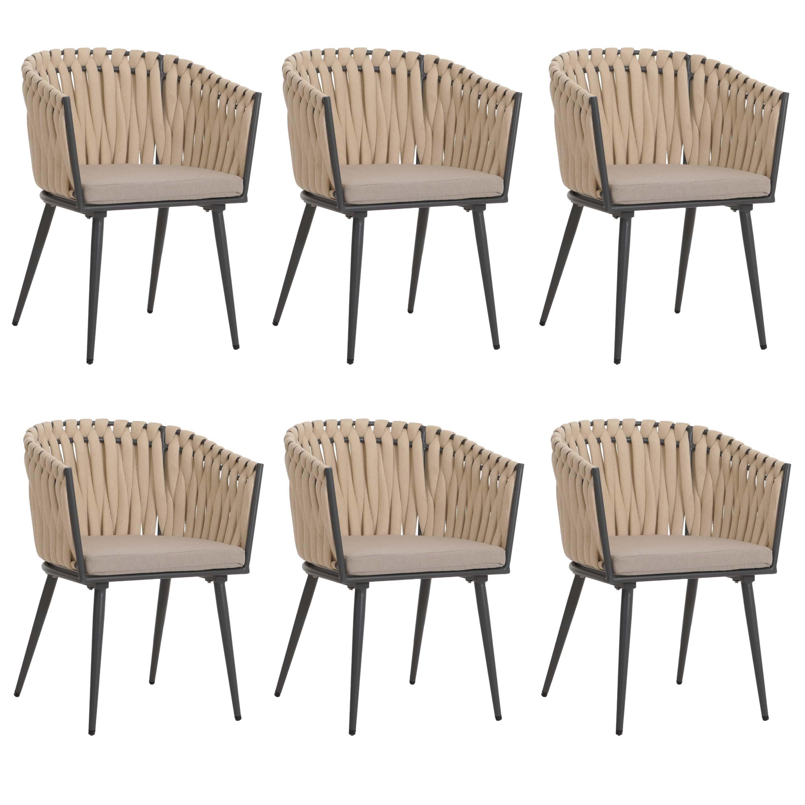 ESSZIMMERSTUHL Cremeweiß, Braun 6er-Set - Weiß/Braun, Textil (61/82/57cm) - MCW