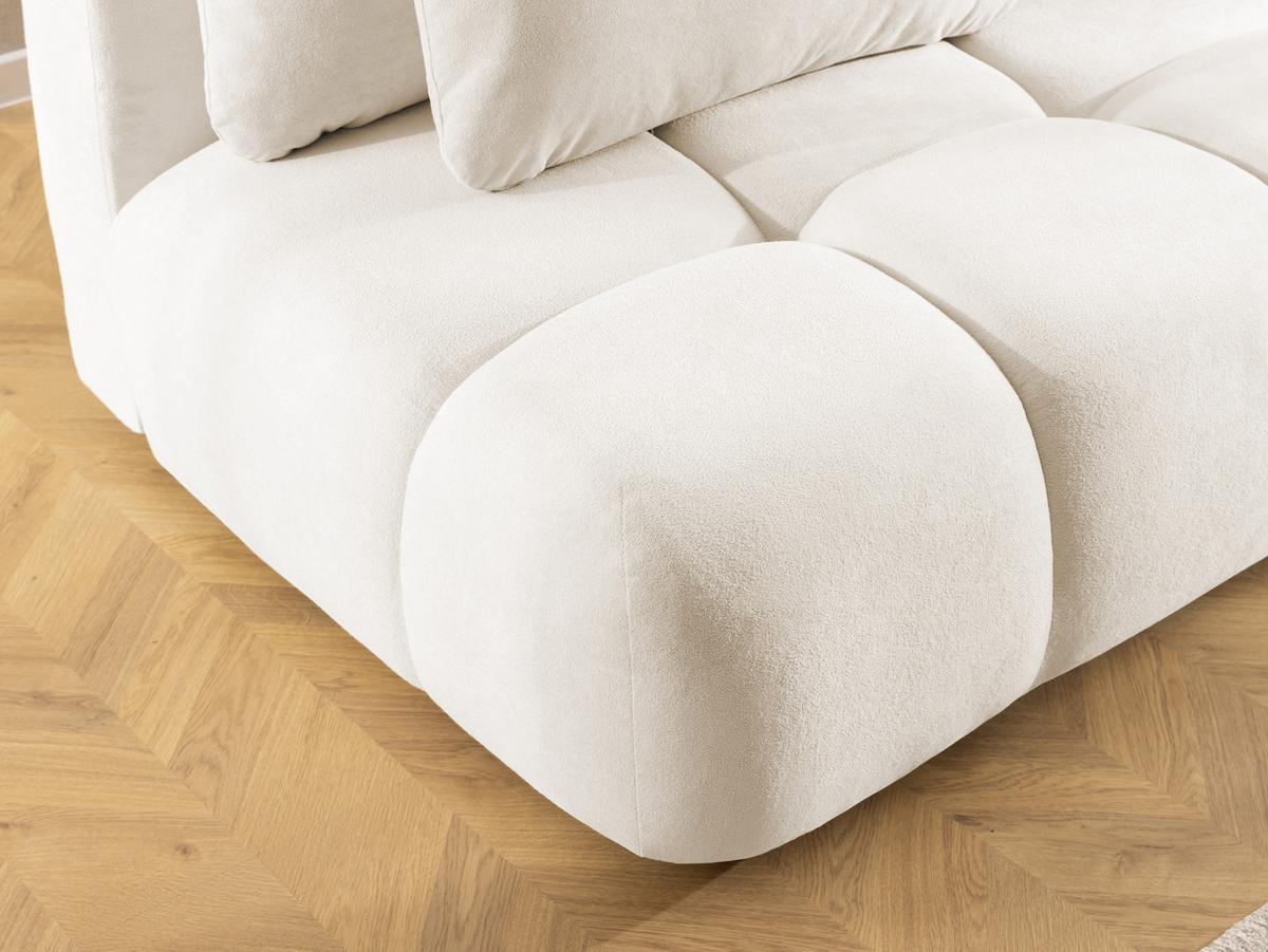 SCHLAFSOFA Belluno aus hochwertigem Creme Plüschstoff mit Bettkasten und tiefen Steppungen in Bubble-Optik - Creme/Schwarz, Holz/Kunststoff (205/87/105cm) - S-Style