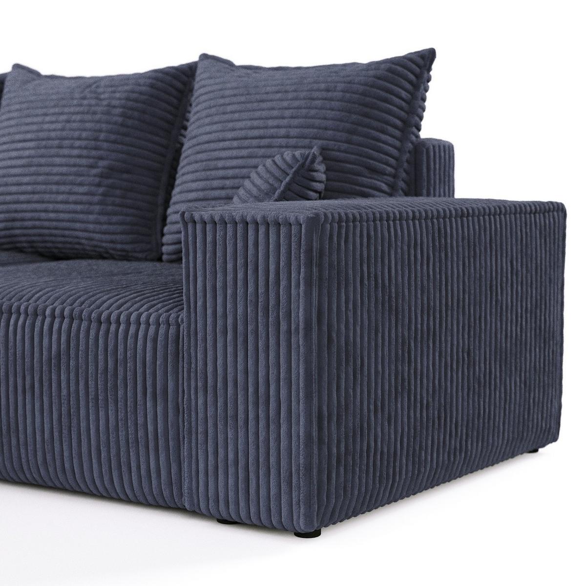 ECKSOFA SENSO mit Schlaffunktion Marin im Tilia Stoff - Schwarz/Dunkelblau, Holz/Holzwerkstoff (255/148cm) - AltaBeds