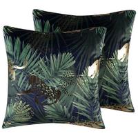 DEKOKISSEN 2er-Set Dunkelgrün 45/45 cm Bellerose - Dunkelgrün, Textil (45/45cm) - Beliani