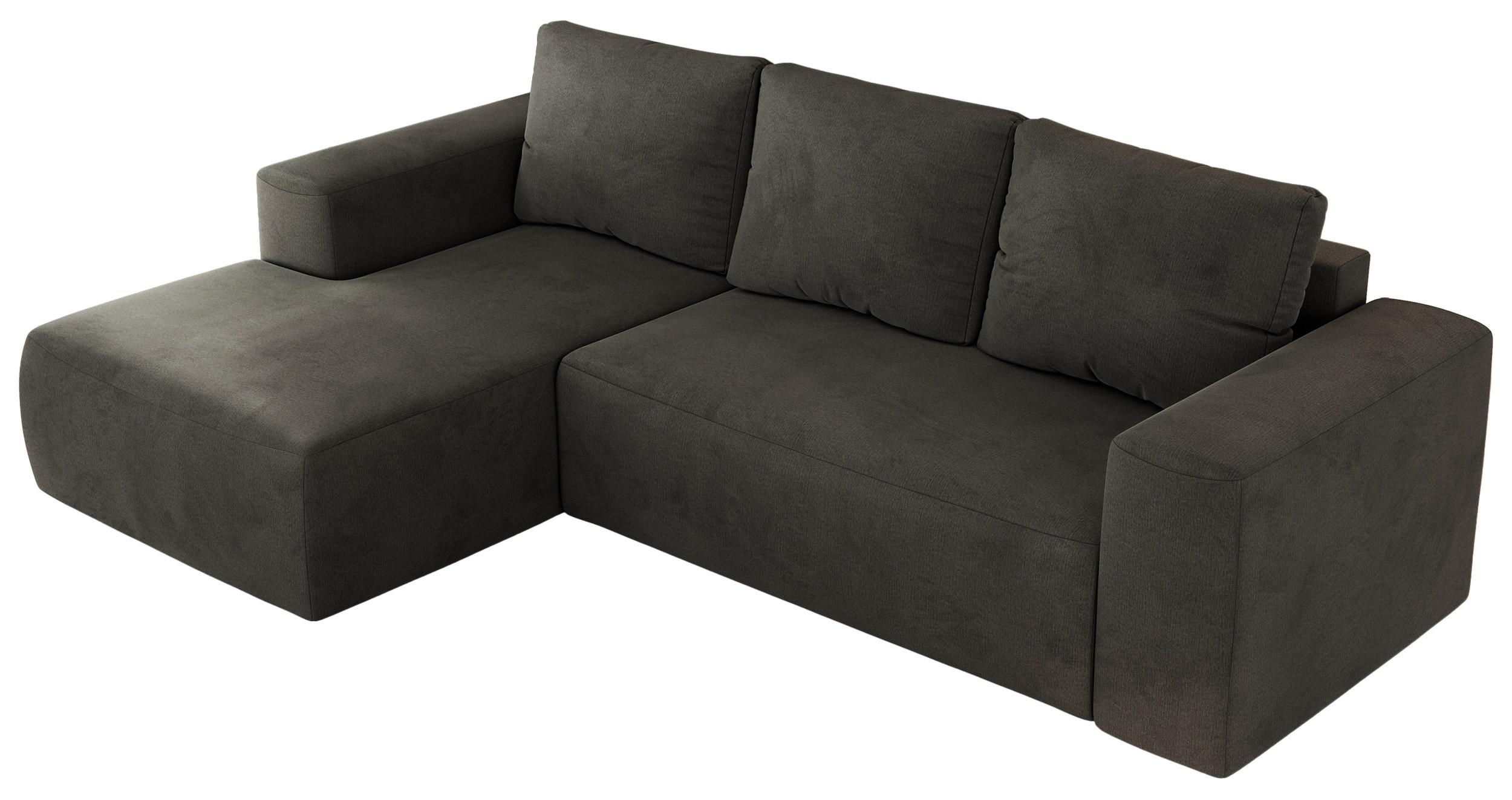ECKSOFA TRENTINO L Dunkelgrau Velvet - Links - Dunkelgrau/Schwarz, Kunststoff/Textil (266/164cm) - MKS