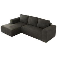 ECKSOFA TRENTINO L Dunkelgrau Velvet - Links - Dunkelgrau/Schwarz, Kunststoff/Textil (266/164cm) - MKS