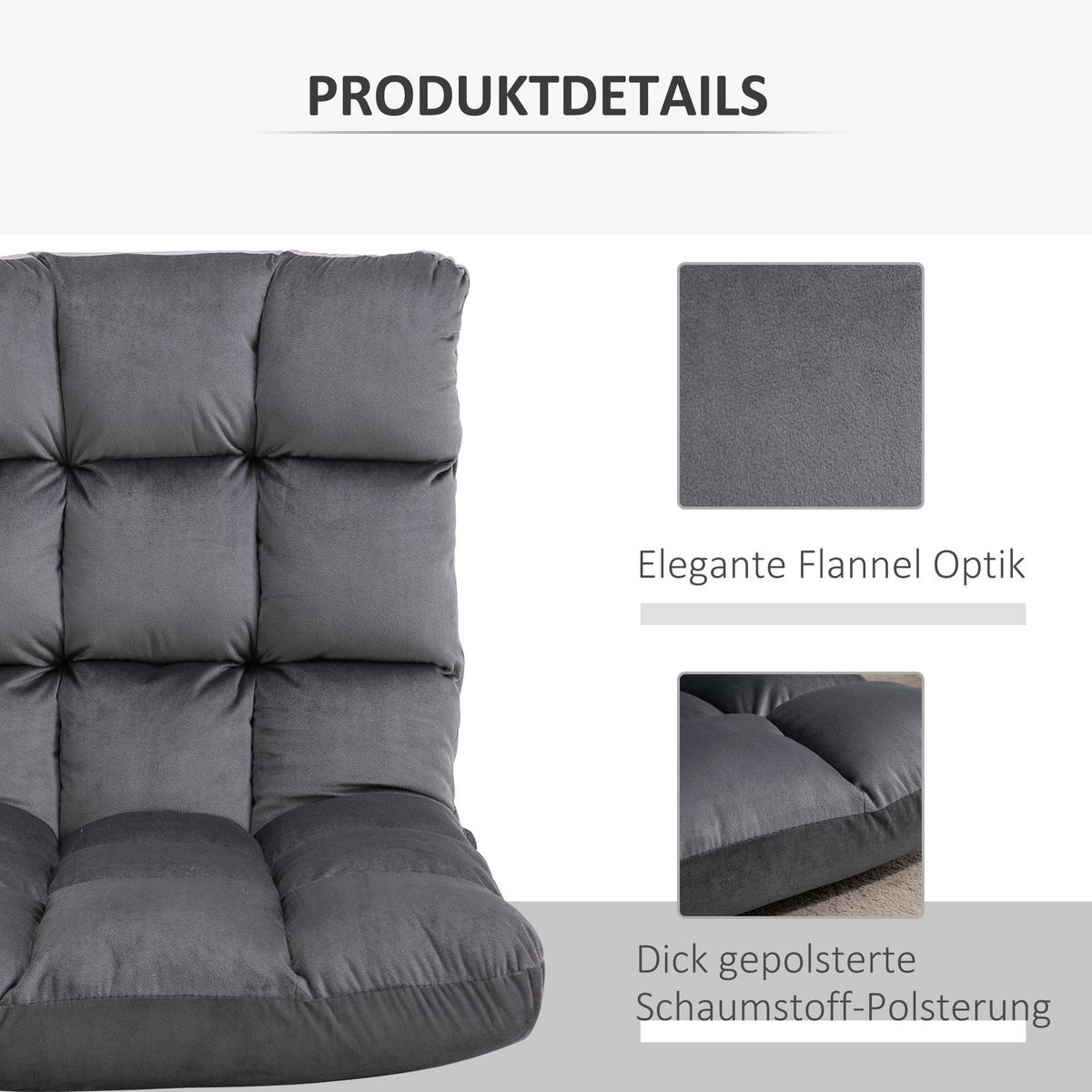 BODENSTUHL Bodensessel mit verstellbarer Rückenlehne Bodensofa Dunkelgrau - Dunkelgrau, Metall (71/53.5/55cm) - HOMCOM