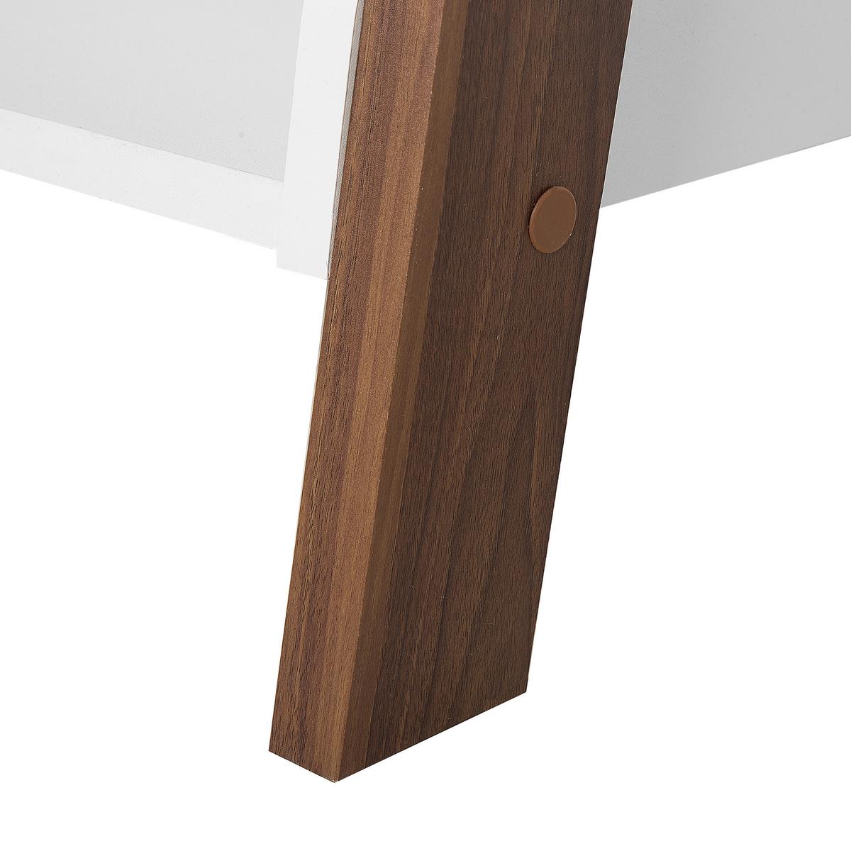BÜCHERREGAL 5 Fächer Dunkler Holzfarbton/Weiß Mobile Trio - Weiß, Holzwerkstoff (65/164/32cm) - Beliani