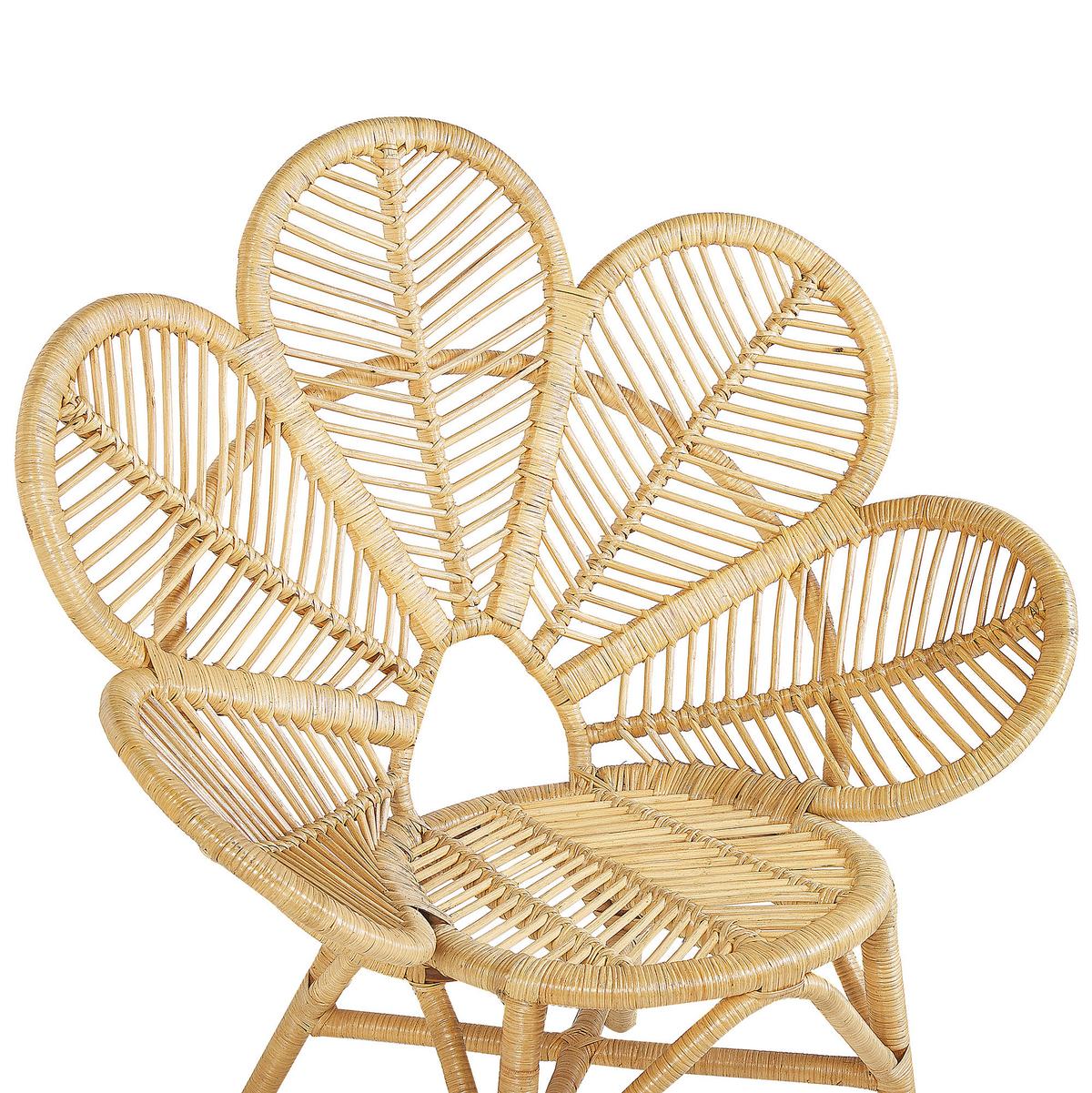 RATTANSTUHL natürlich Auflage beige Pfauform Florentine - Beige/Naturfarben, Naturmaterialien (95/107/68cm) - Beliani