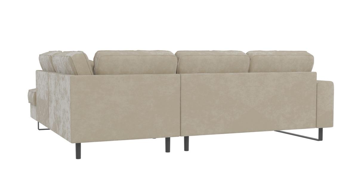 ECKSOFA Zuri Beige Samt - Beige/Schwarz, Holz/Kunststoff (290/231cm) - S-Style Möbel