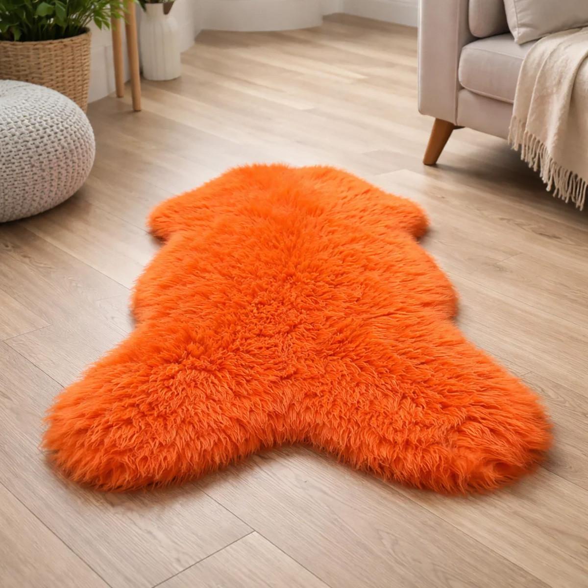 LAMMFELL Öko bunt gefärbt weich Fell Teppich Orange ca. 110 cm - Orange, Fell (60/110cm) - Provellus