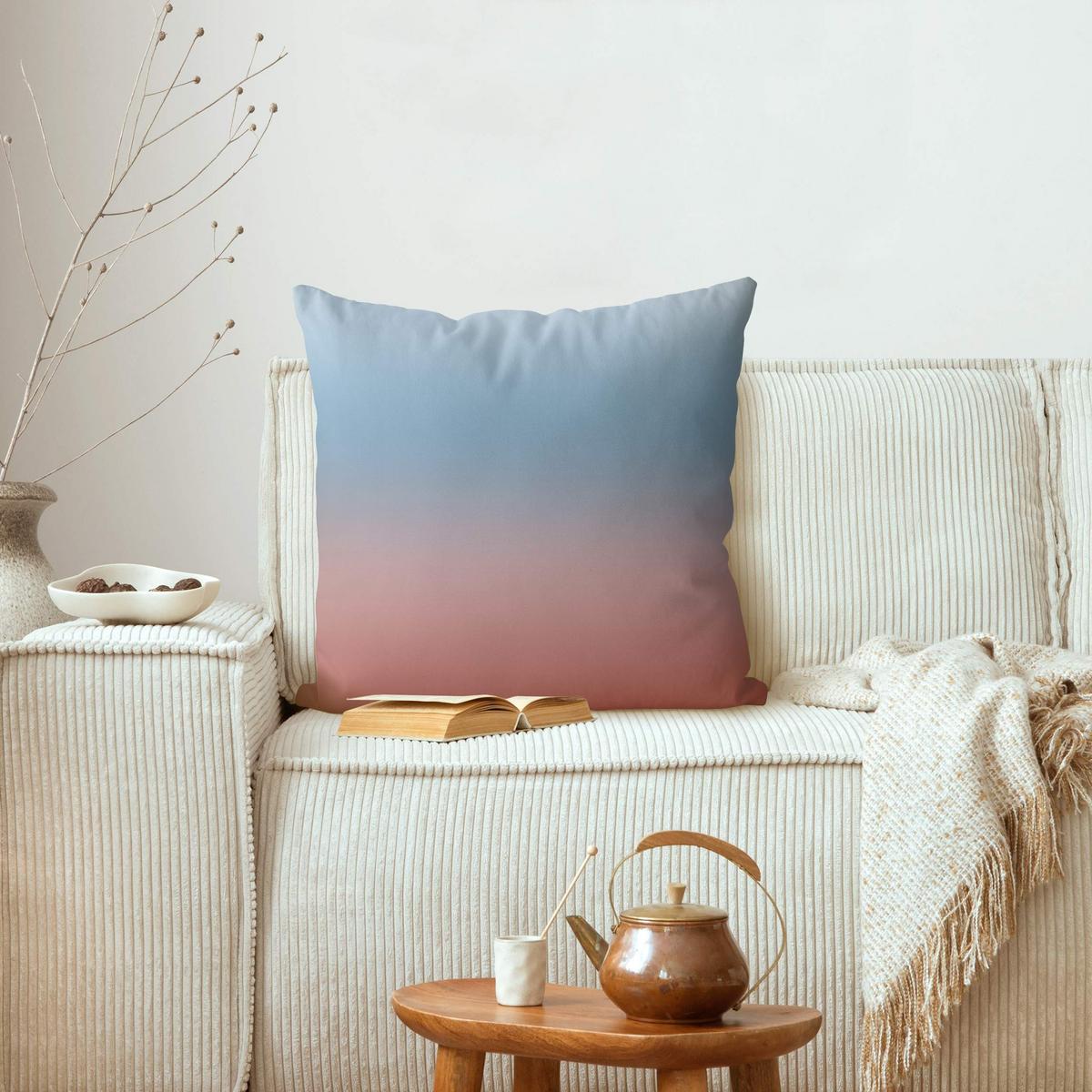 DEKOKISSEN Blau-Rosa Farbverlauf 50/50 cm - Blau, Textil (50/50/10cm) - Bilderwelten