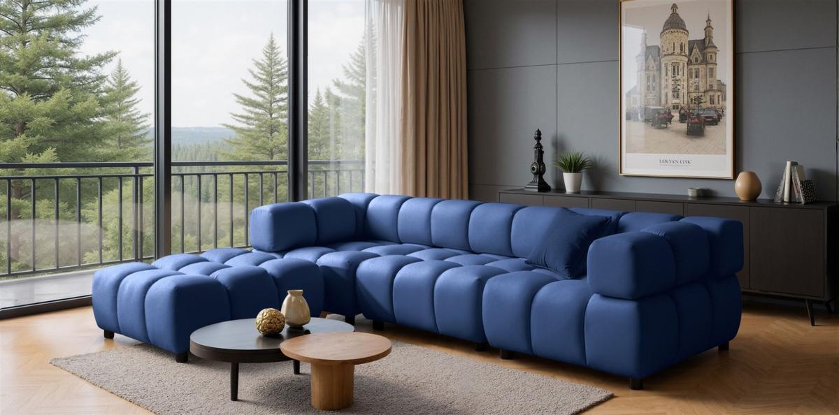 SOFA 3-sitzer Flow - Blau, Holzwerkstoff/Textil (288/71/96cm) - Fun Möbel