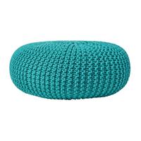 STRICK-POUF petrol-grün, Bodenkissen rund 70/70/23 cm - Grün, Textil (70/23/70cm) - Homescapes