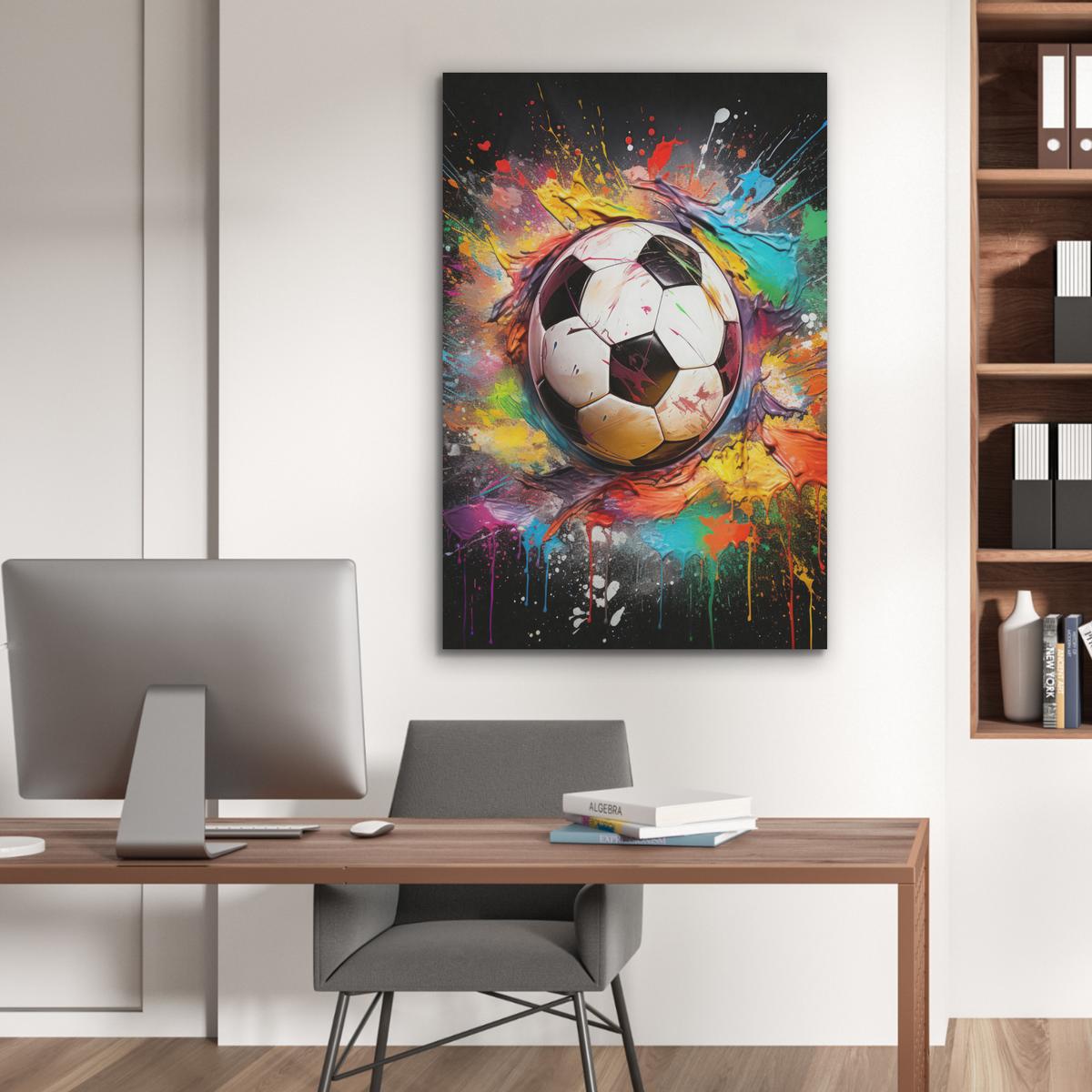 AKUSTIKBILD Fußball - Farbe - Farben - Schwarz - Weiß Wanddeko 70x100 cm - Weiß, Kunststoff (70/100/0.9cm) - MuchoWow