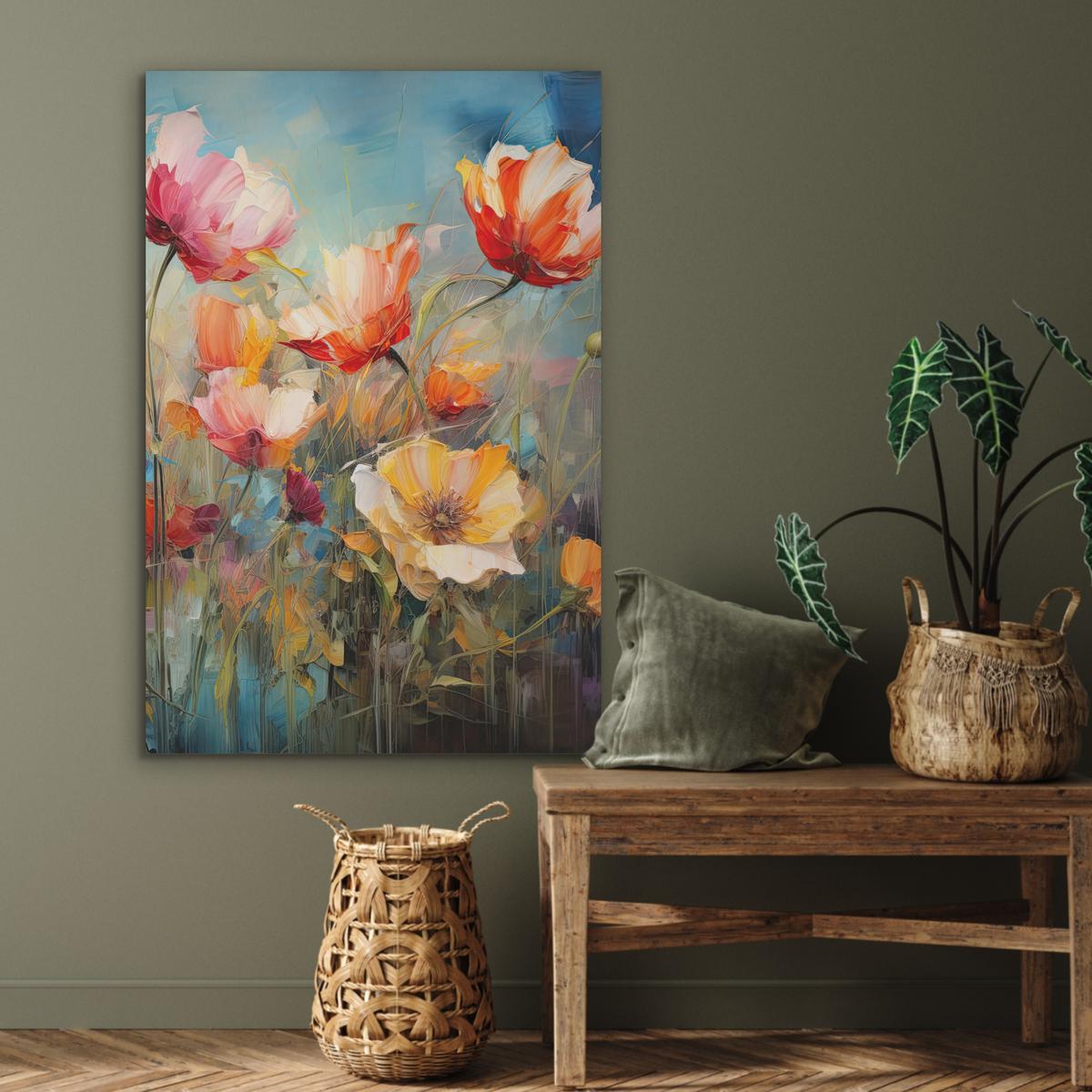 AKUSTIKBILD Blumen - Aquarell - Kunst - Botanisch - Natur Wanddeko 70x100 cm - Orange, Kunststoff (70/100/0.9cm) - MuchoWow