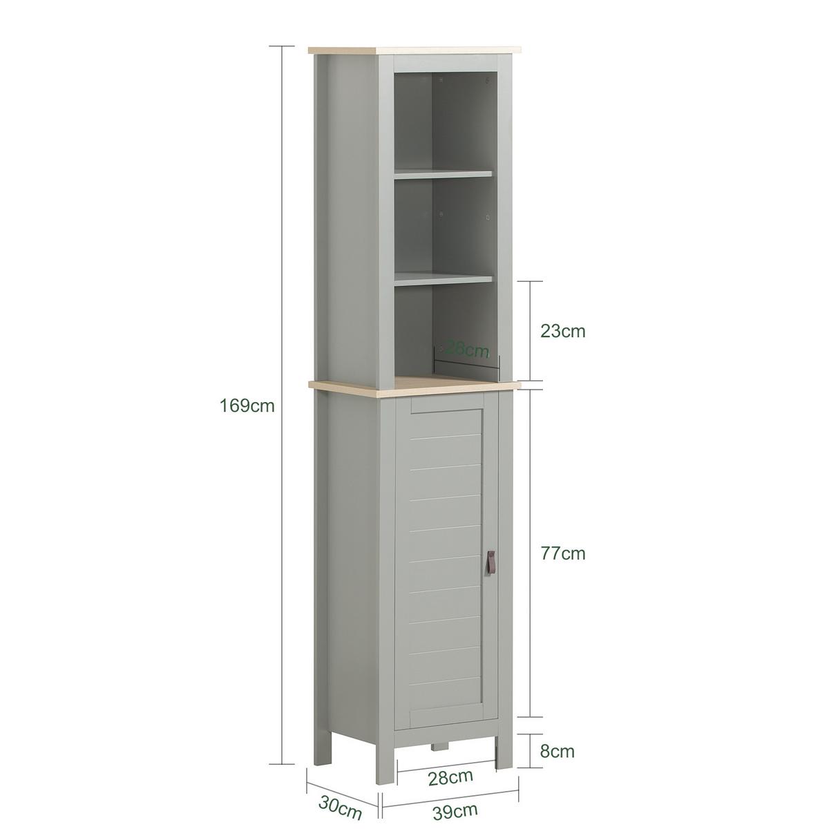 HOCHSCHRANK Hellgrau - Grau, Holzwerkstoff (39/169/30cm) - SoBuy