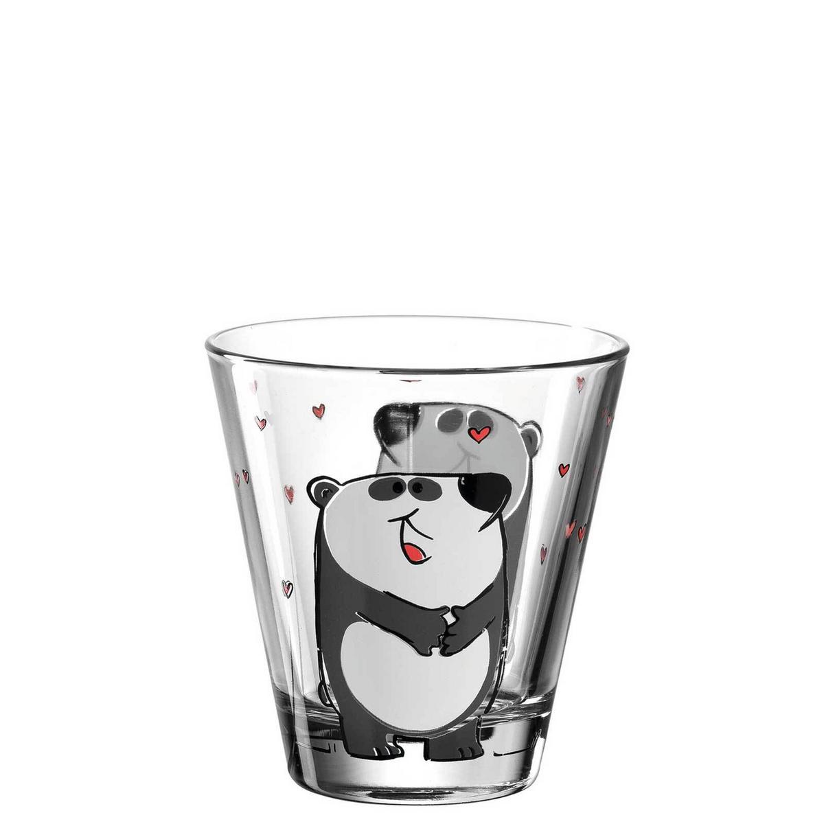 KINDERBECHER Bambini Panda 215 ml 6er Set - Schwarz/Weiß, Glas (0.215L) - Leonardo Living