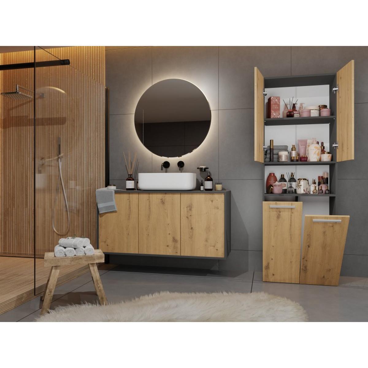 BADEZIMMERSCHRANK Anthrazit, Artisan 60/174/30 - Anthrazit, Holzwerkstoff (60/174/30cm) - RAUMHIRSCH FURNITURE