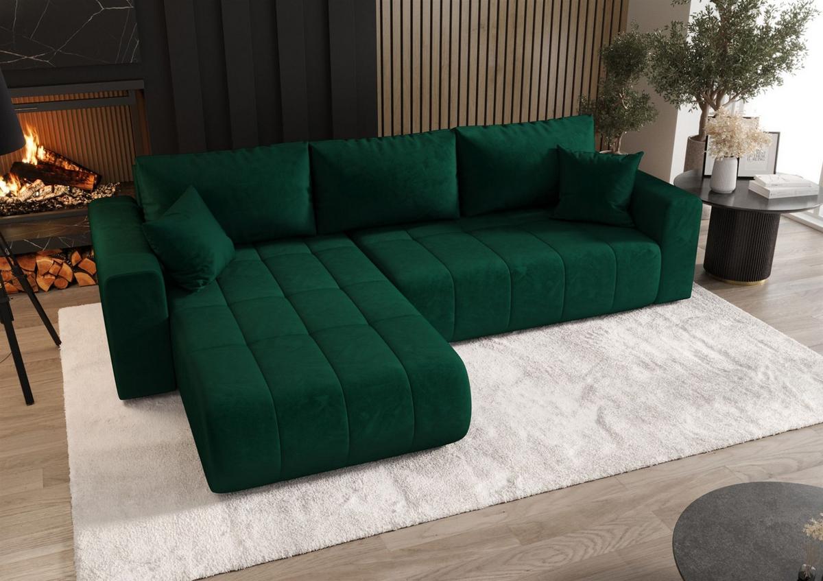ECKSOFA Camila - Grün, Holzwerkstoff/Textil (280/185cm) - Fun Möbel