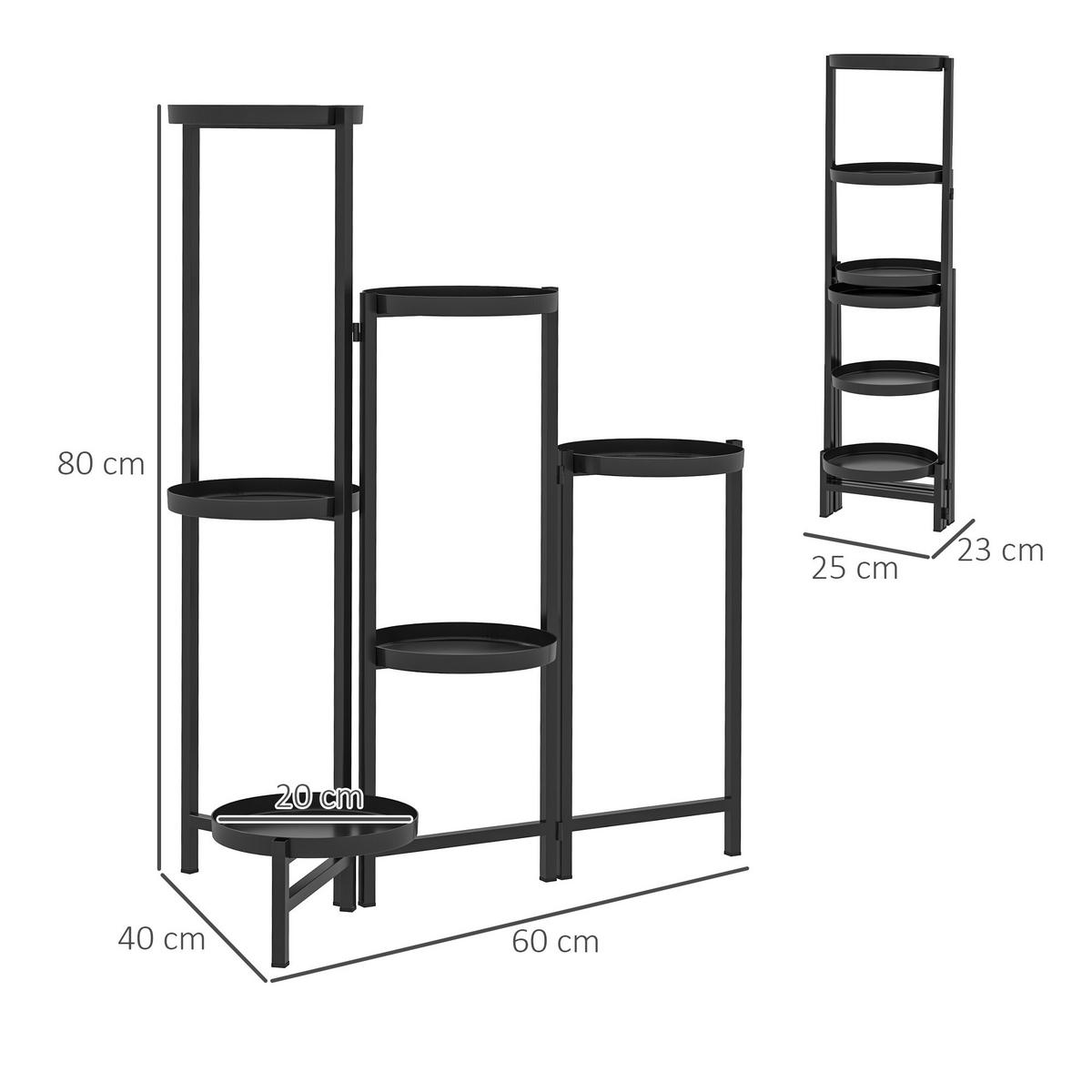 PFLANZENSTÄNDER Metall Schwarz - Schwarz, Metall (40/80/60cm) - Outsunny