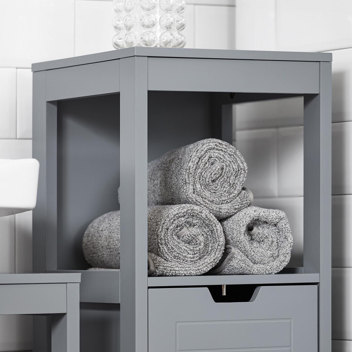 BADEZIMMERSCHRANK Grau - Grau, Holzwerkstoff (30/90/30cm) - SoBuy
