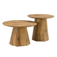 COUCHTISCH set holzoptik rund 2er flexibel - Eichefarben, Holzwerkstoff (60/60/35cm) - Urban Meuble