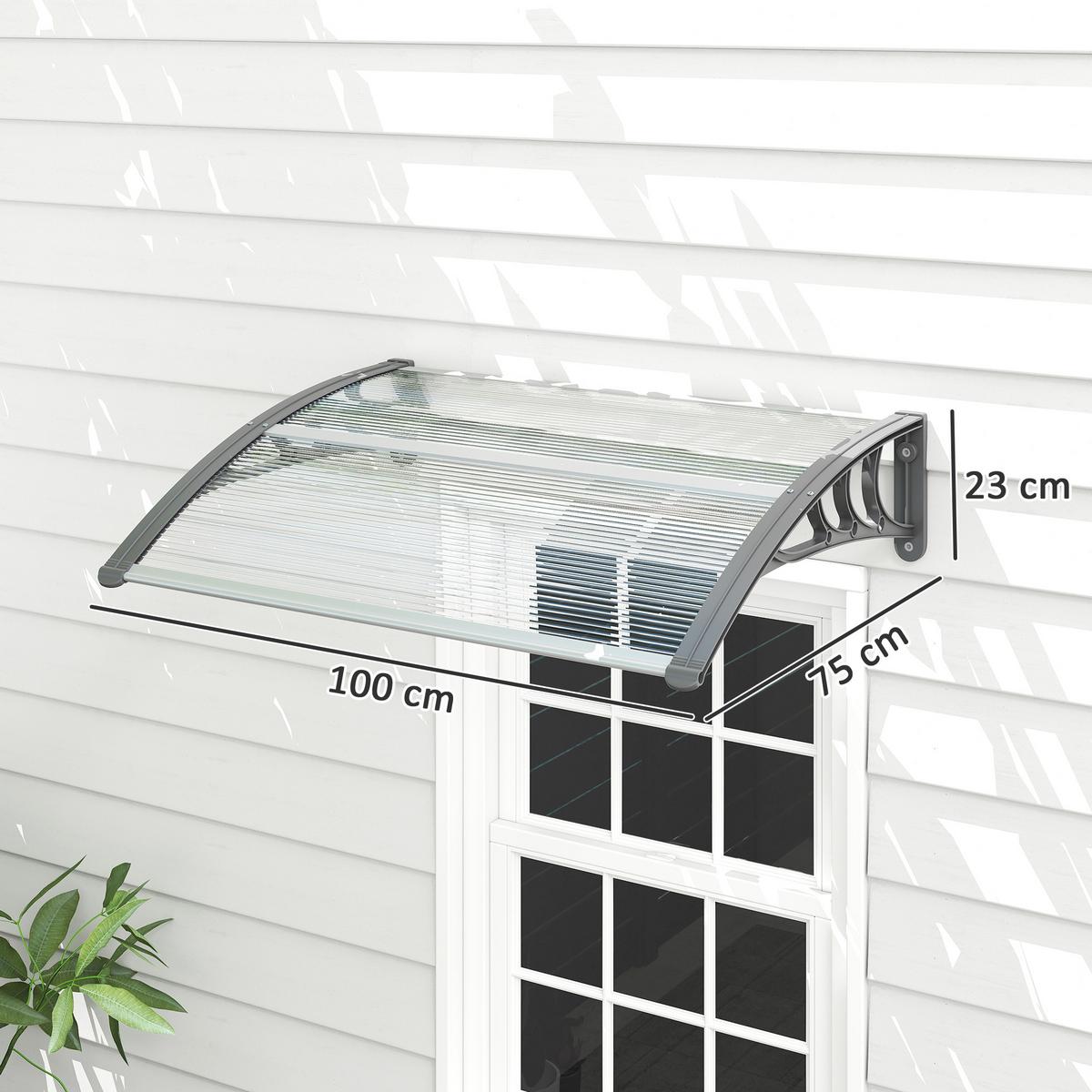 VORDACH-FÜR-HAUSTÜR Polycarbonat Silber - Silberfarben, Kunststoff (75/23/100cm) - Outsunny