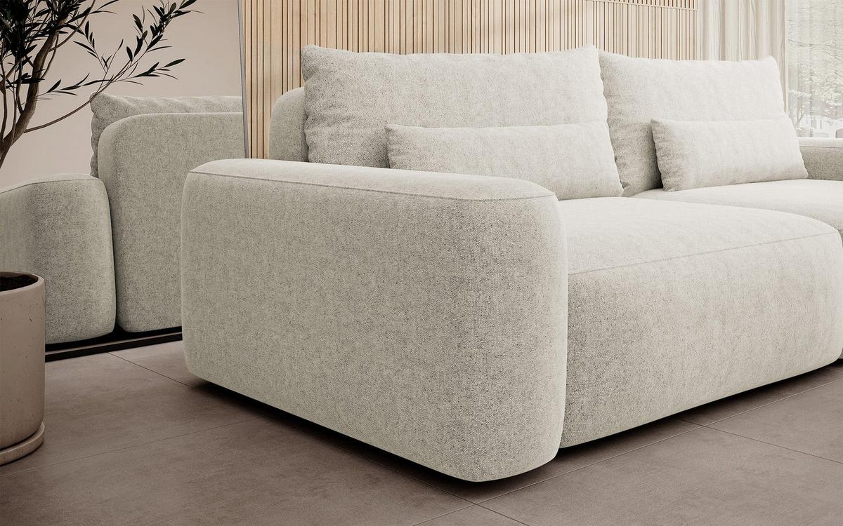 SCHLAFSOFA Carnos Creme Chenille - Creme/Schwarz, Kunststoff/Textil (257/82/105cm) - Selsey