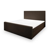 BOXBETT ALORIA 200x200 cm mit Matratze und Topper, H2+H3 - Braun - Braun, Holz (200/200cm) - MASSENO