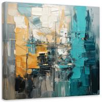 LEINWANDBILD Geometrische Abstraktion Modern 40x40cm - Türkis, Textil (40/40cm) - Feeby
