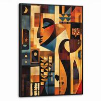LEINWAND Bilder mit Rahmen - Figuren - Abstrakt - Symbole - 70x100 - Terracotta, Textil (70/100cm) - MuchoWow