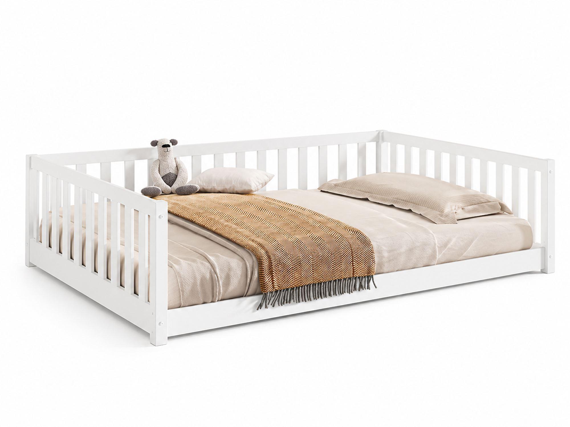 BODENBETT Kapua 140x200 umbaubar zum Tagesbett Kiefer Massivholz Weiß - Weiß, Holz (140/200cm) - 58aufmkessel