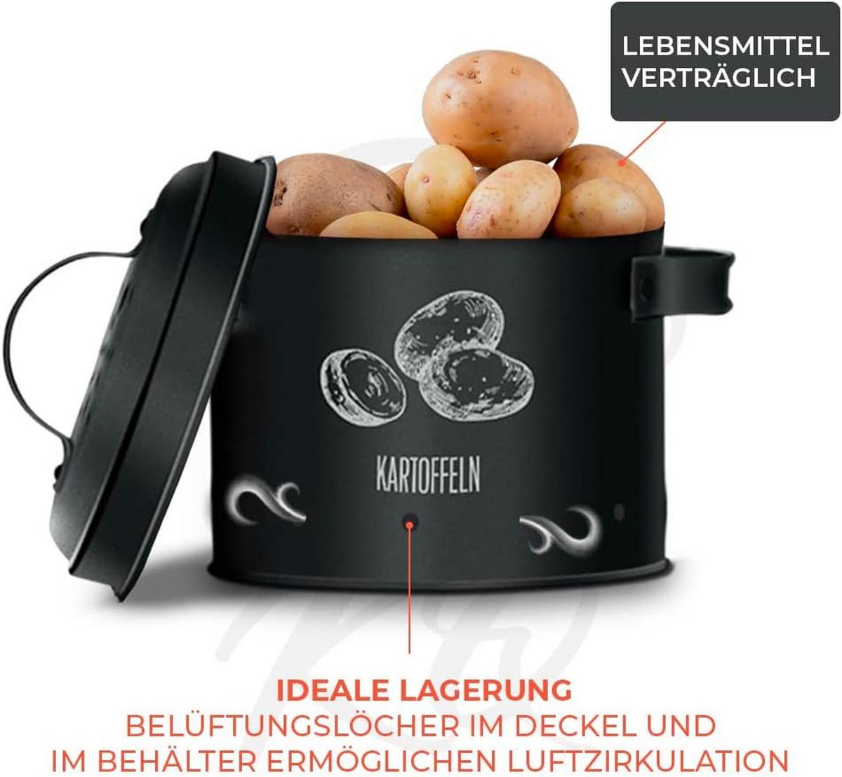 VORRATSBEHÄLTER 3 Stück - Schwarz, Metall (22/22/22cm) - KitchenQuality