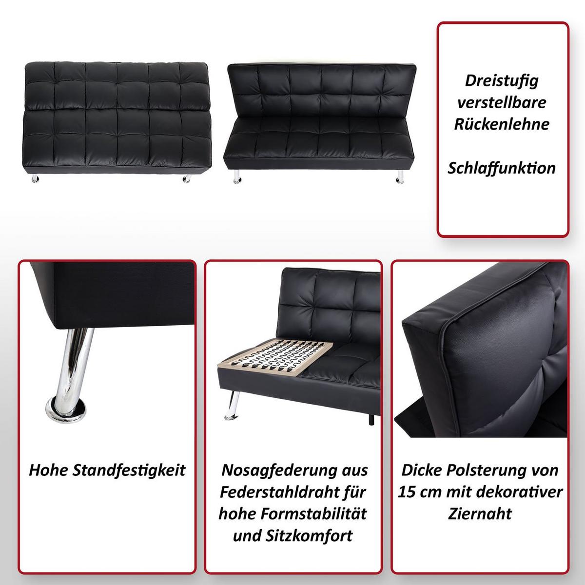 SOFA Grau - Grau, Textil (181/82/107cm) - MCW