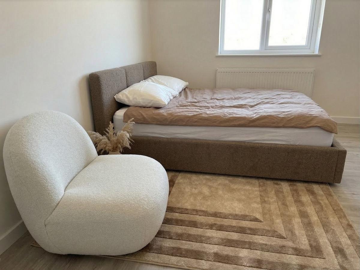 BETT mit Stauraum 140/200 cm Bouclé Taupe Bousse - Taupe, Textil (140/200cm) - Beliani