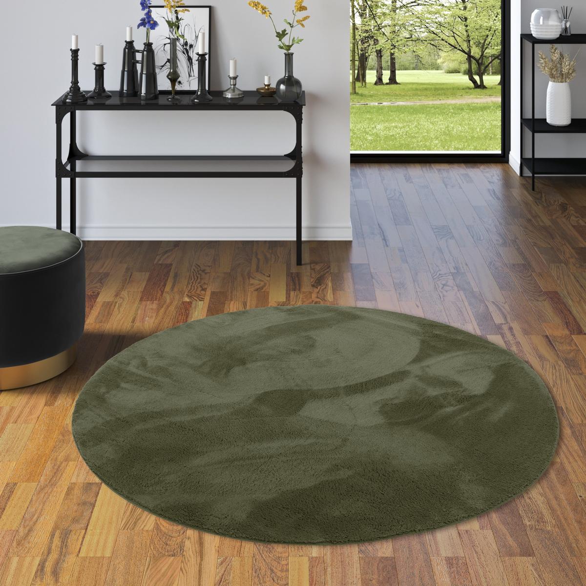 FELLTEPPICH SUPER SOFT PEARL RUND - Waldgrün, Textil (160/160cm) - Pergamon