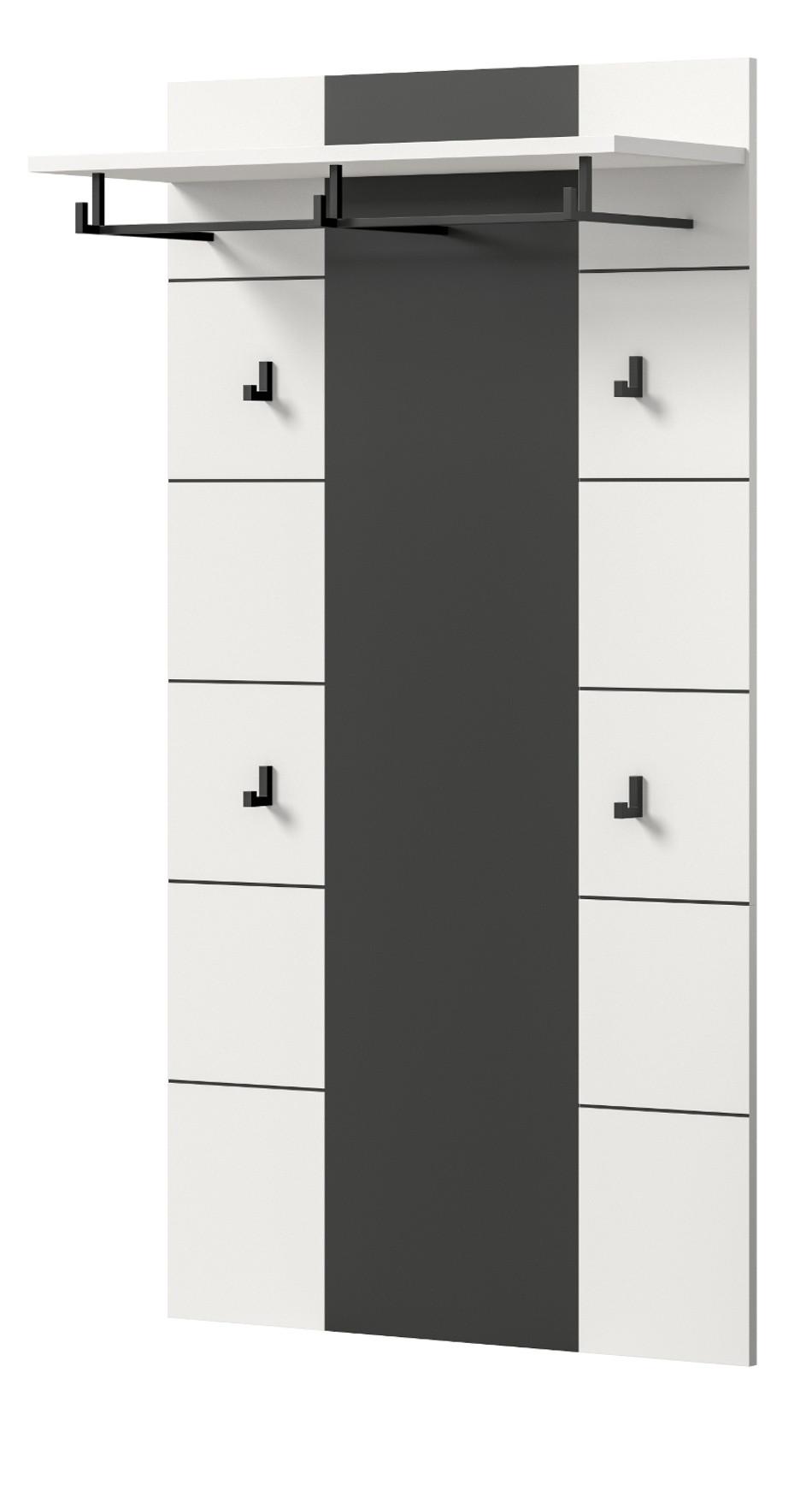 GARDEROBENPANEEL in weiß, grau, Wandgarderobe 80 x 141 cm, Cooper - Weiß/Grau, Holzwerkstoff/Metall (80/141/141cm) - Inn.Furn