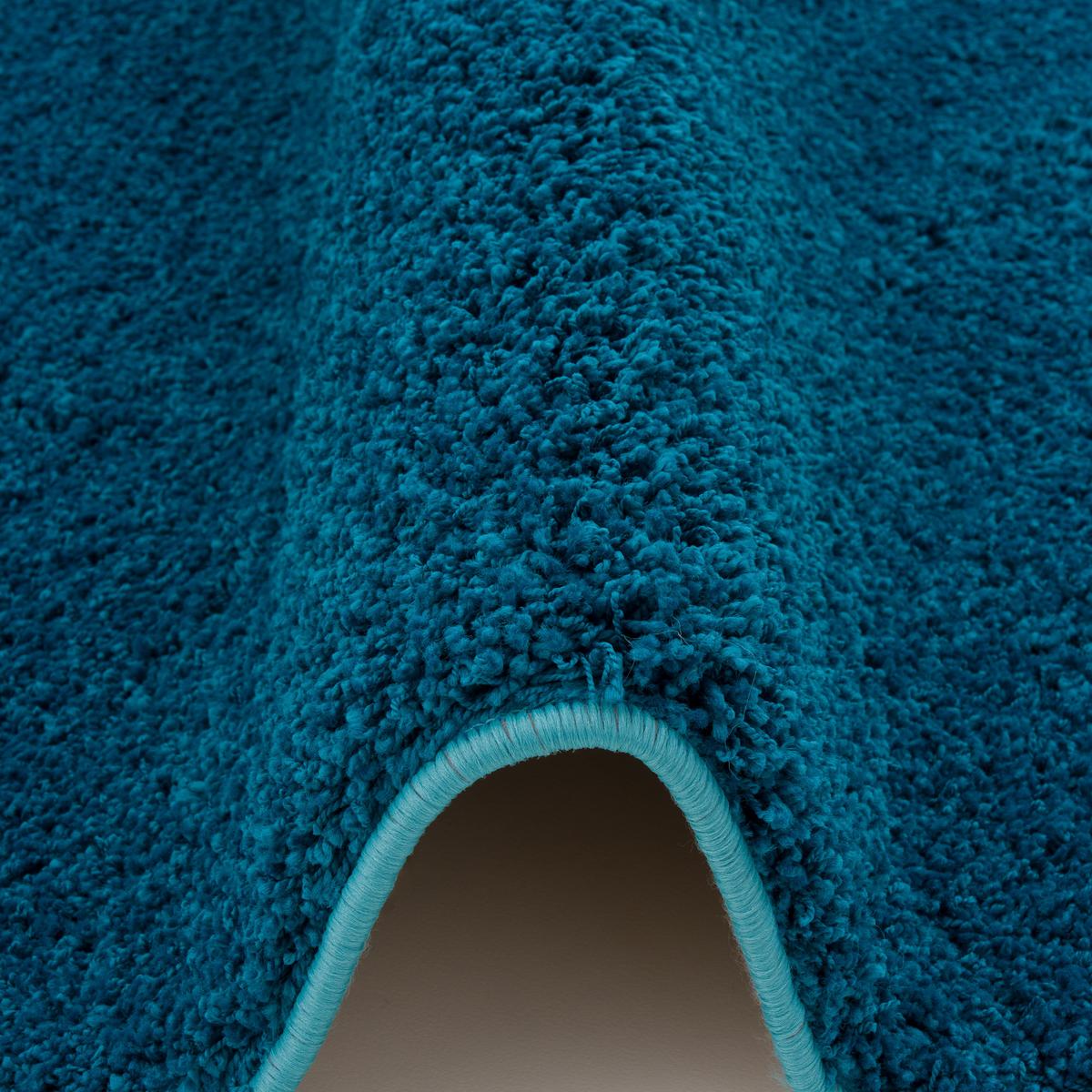 LUXUS HOCHFLOR LANGFLOR TEPPICH MILANO RUND - Petrol, Textil (160/160cm) - Snapstyle