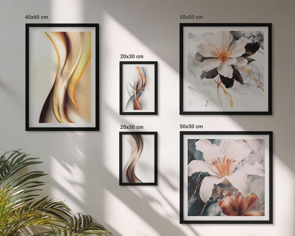 BILDER SET 5er Set - 50x50 cm & 20x30 cm & 40x60 cm Schwarzer Rahmen - Charmante Straßen und Pizza - Schwarz, Kunststoff (40/60cm) - TULUP
