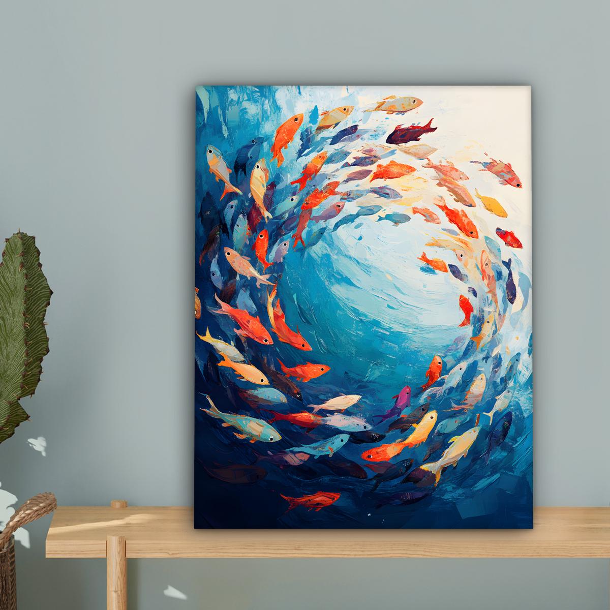 LEINWANDBILD Meer - Fische - Bunt - Dynamisch Room Decor 30x40 cm - Hellblau, Textil (30/40cm) - MuchoWow