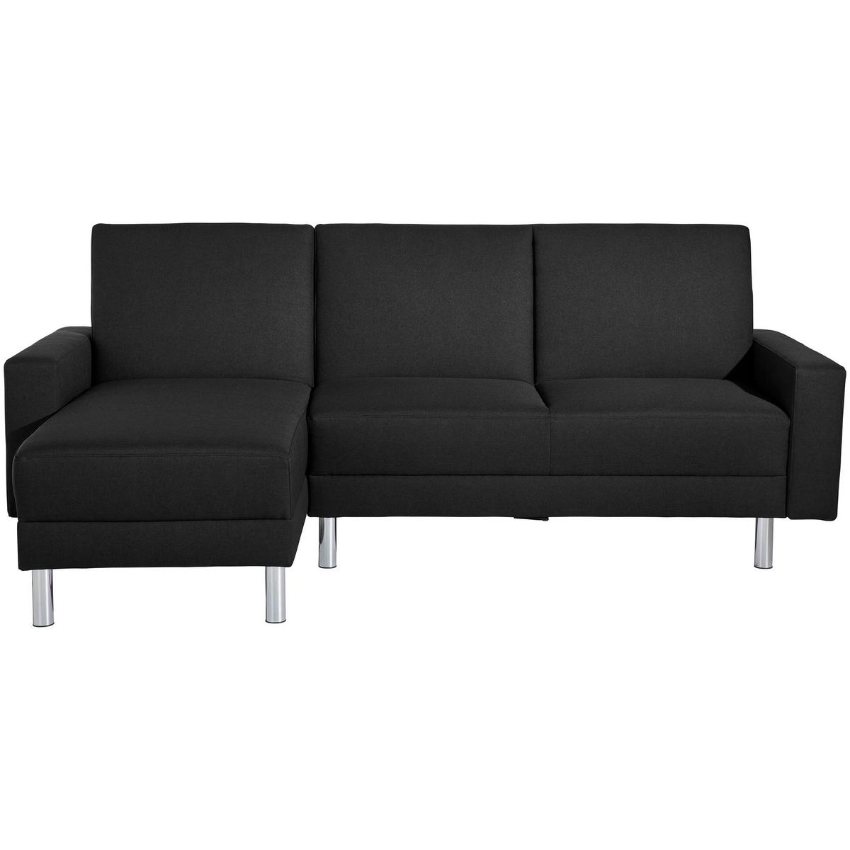 FUNKTIONSSOFA mit Hocker Katryna Flachgewebe schwarz - Schwarz, Kunststoff (144/92/230cm) - 58aufmkessel