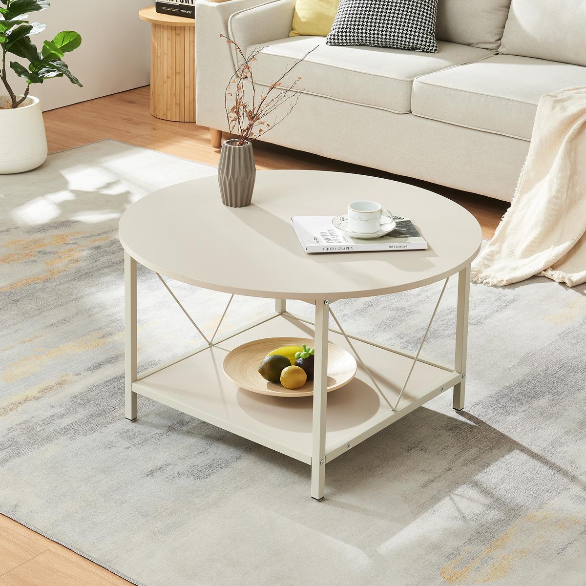 COUCHTISCH Filem 80/46 cm - Sandfarben, Holzwerkstoff/Metall (80/80/46cm) - [en.casa]