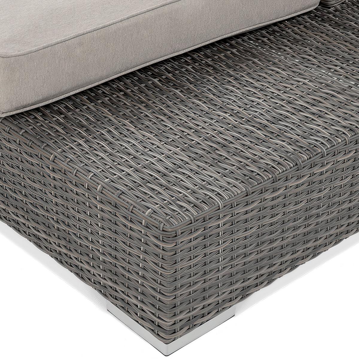 GARTENSET Firenze, aus Technorattan, Ecksofa und Kaffeetisch, für 4 Personen, Dunkelgrau - Dunkelgrau/Beige, Naturmaterialien - Beautysofa