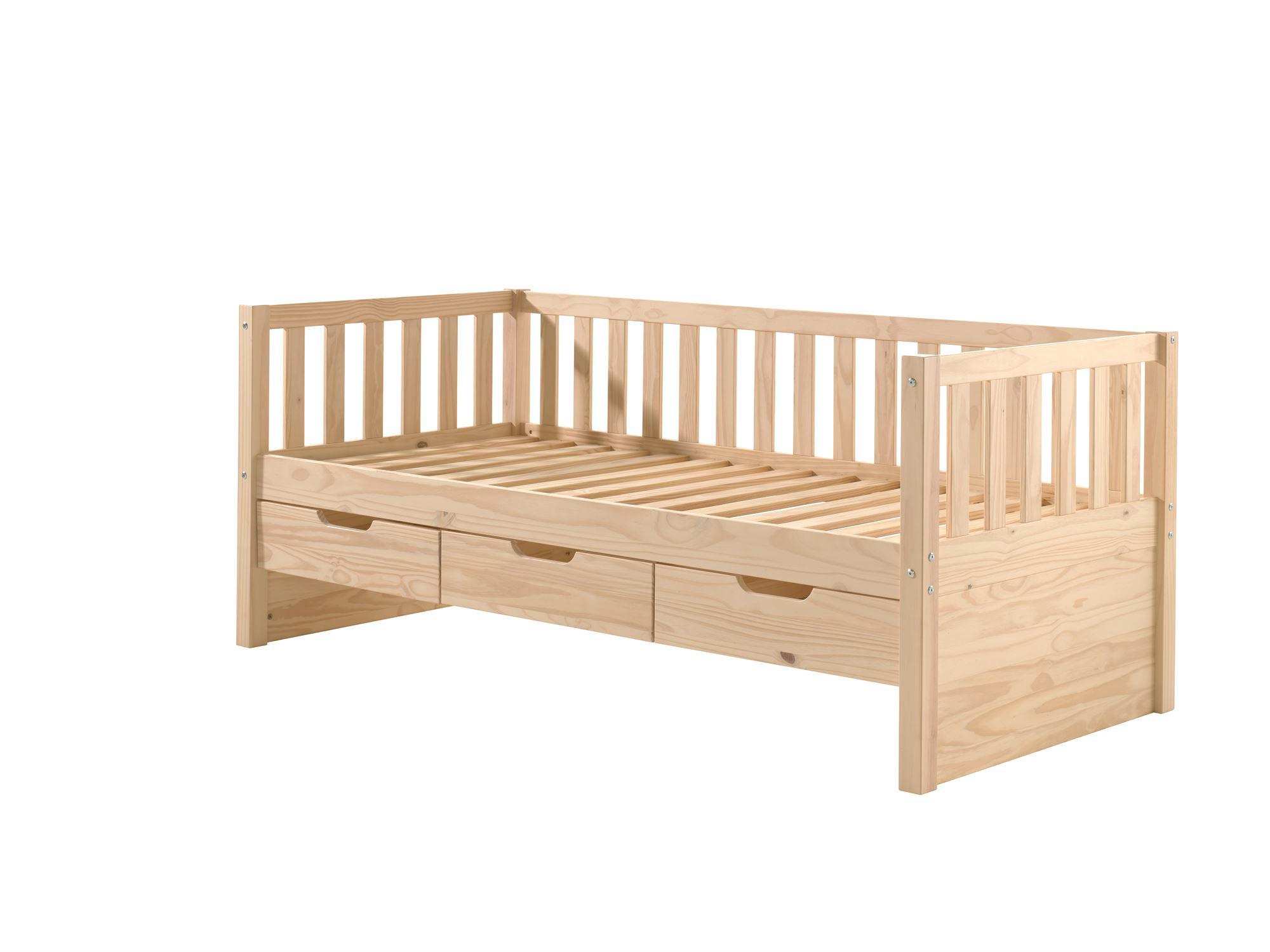 KOJENBETT mit Schubladen Karena 211x86x98 aus Massivholz in natur - Kieferfarben, Holz (90/200cm) - 58aufmkessel