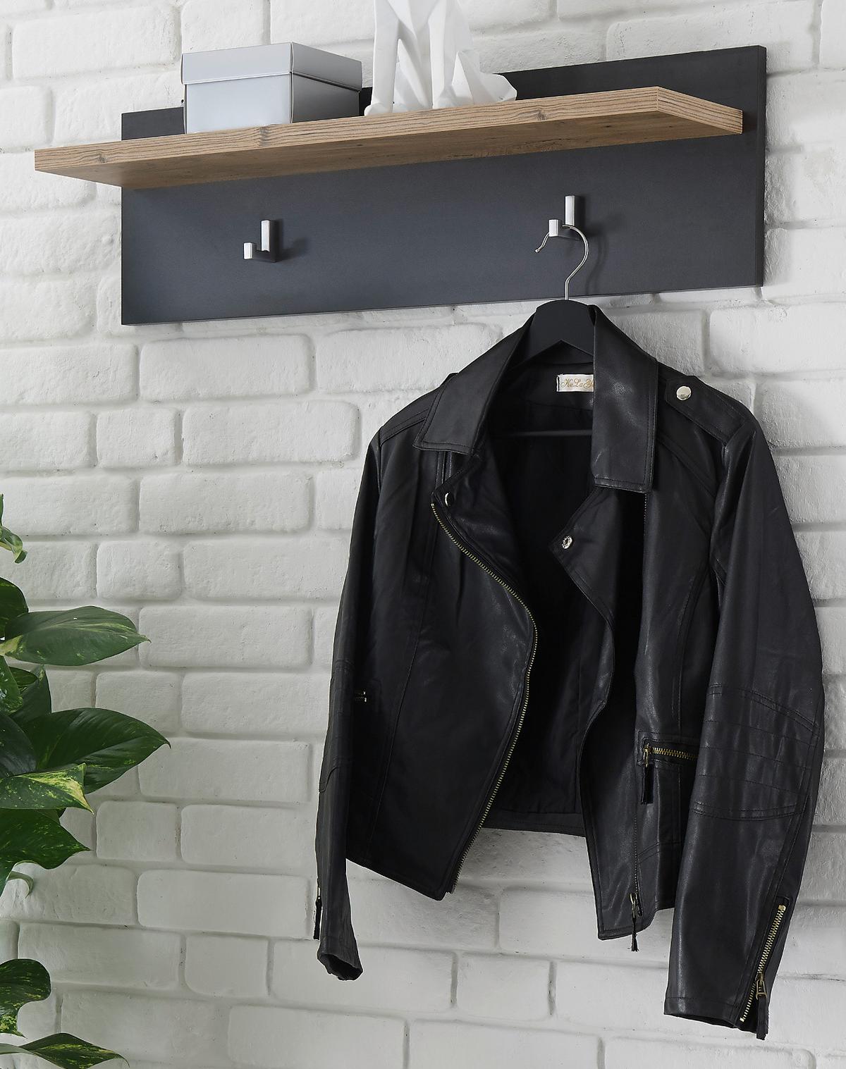 GARDEROBENPANEEL Kastanie und grau Fresco , Flur Wandgarderobe, 80 x 23 cm - Kastanienfarben/Grau, Holzwerkstoff (80/23/18cm) - Furn.Design