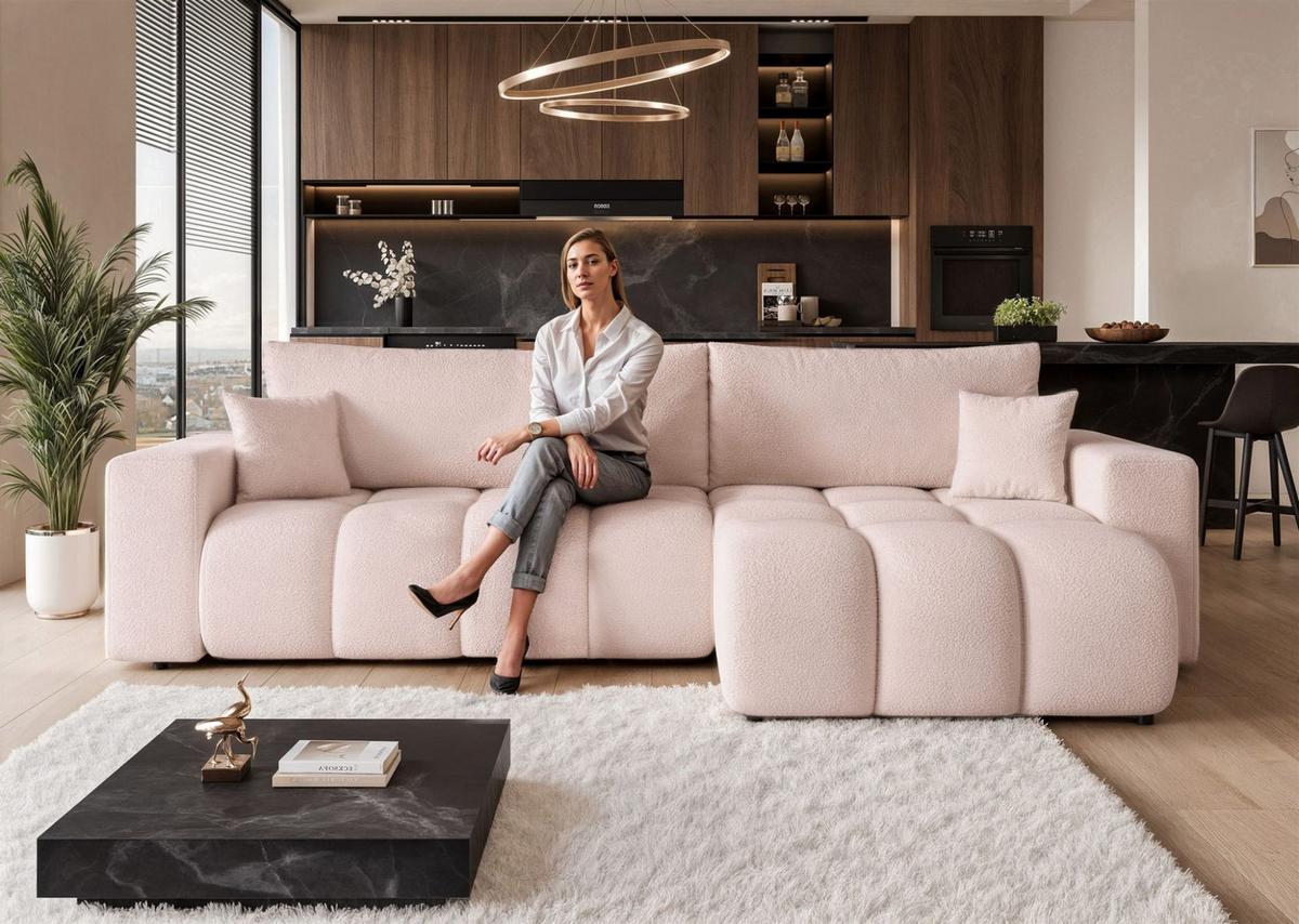 ECKSOFA Anabel Max Mit Schlaffunktion - Creme, Holzwerkstoff/Textil (145/278cm) - Fun Möbel